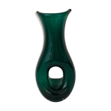 Vase vert en verre à creux hauteur 29 cm