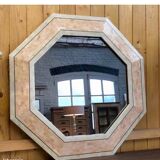 Miroir octogonal travertin années 70