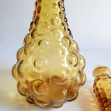 Italian carafe amber yellow glass vintage bubbles