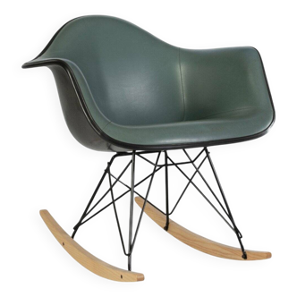 Seafoam Herman Miller Original Eames Upholstered Black RAR Rocking Chair