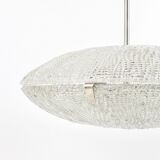 Mid-century Textured Glass and Nickel Kalmar Discus Chandelier, Austria, 1950s