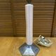 Old art deco hexagonal chrome metal lamp base + vintage pink glass