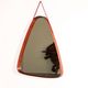 Mid-century Italian triangular mirror in curved teak and leather, 1960s