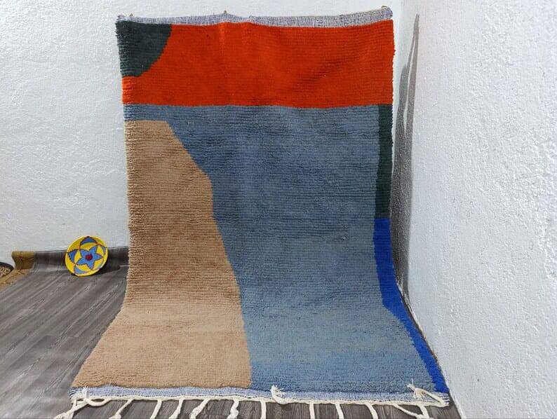 Tapis en laine pure motifs colorés taille 100 x 200 cm