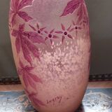 SUPERB GLASS PASTE VASE SIGNED LEGRAS RUBY SERIES