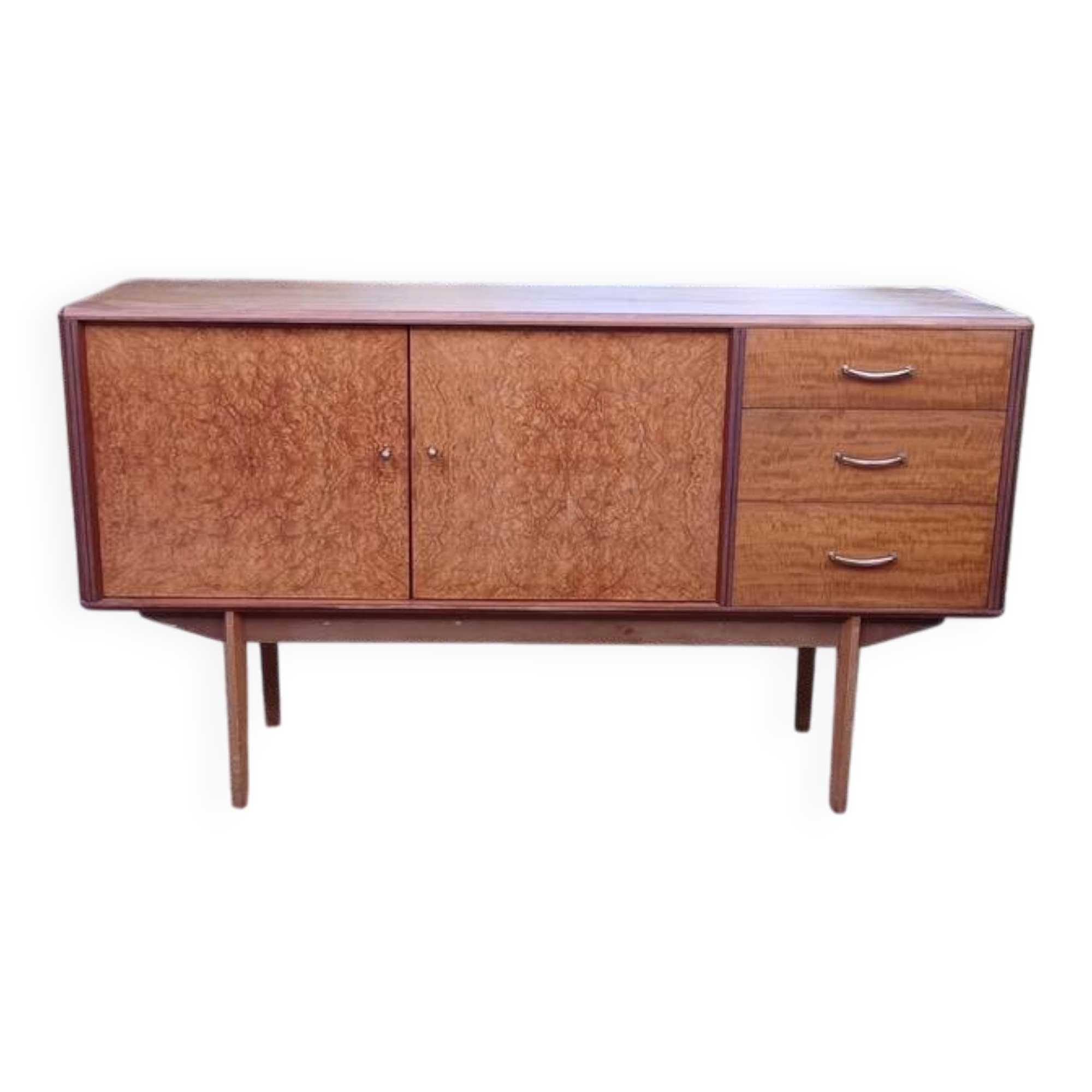 Vintage Scandinavian style sideboard in elm from the 1960s - Low buffet