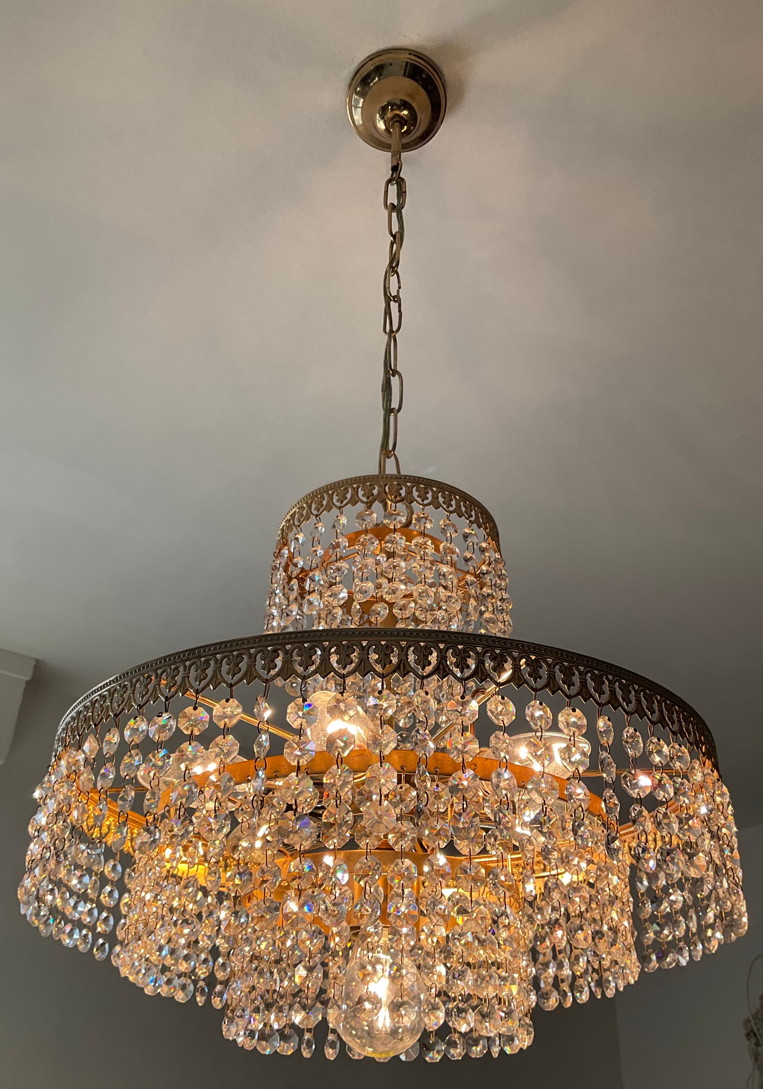 Crystal grapevine waterfall chandelier