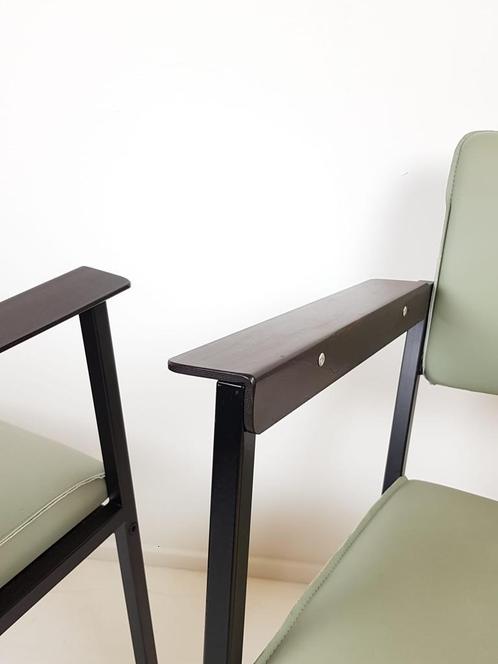 Set of 2 armchairs in imitation mint green leather