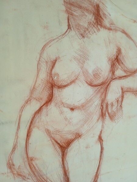 Drawing sanguine study nude female 67/50cm 1950