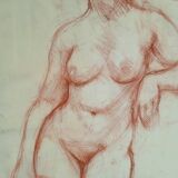 Drawing sanguine study nude female 67/50cm 1950