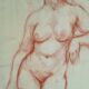 Drawing sanguine study nude female 67/50cm 1950