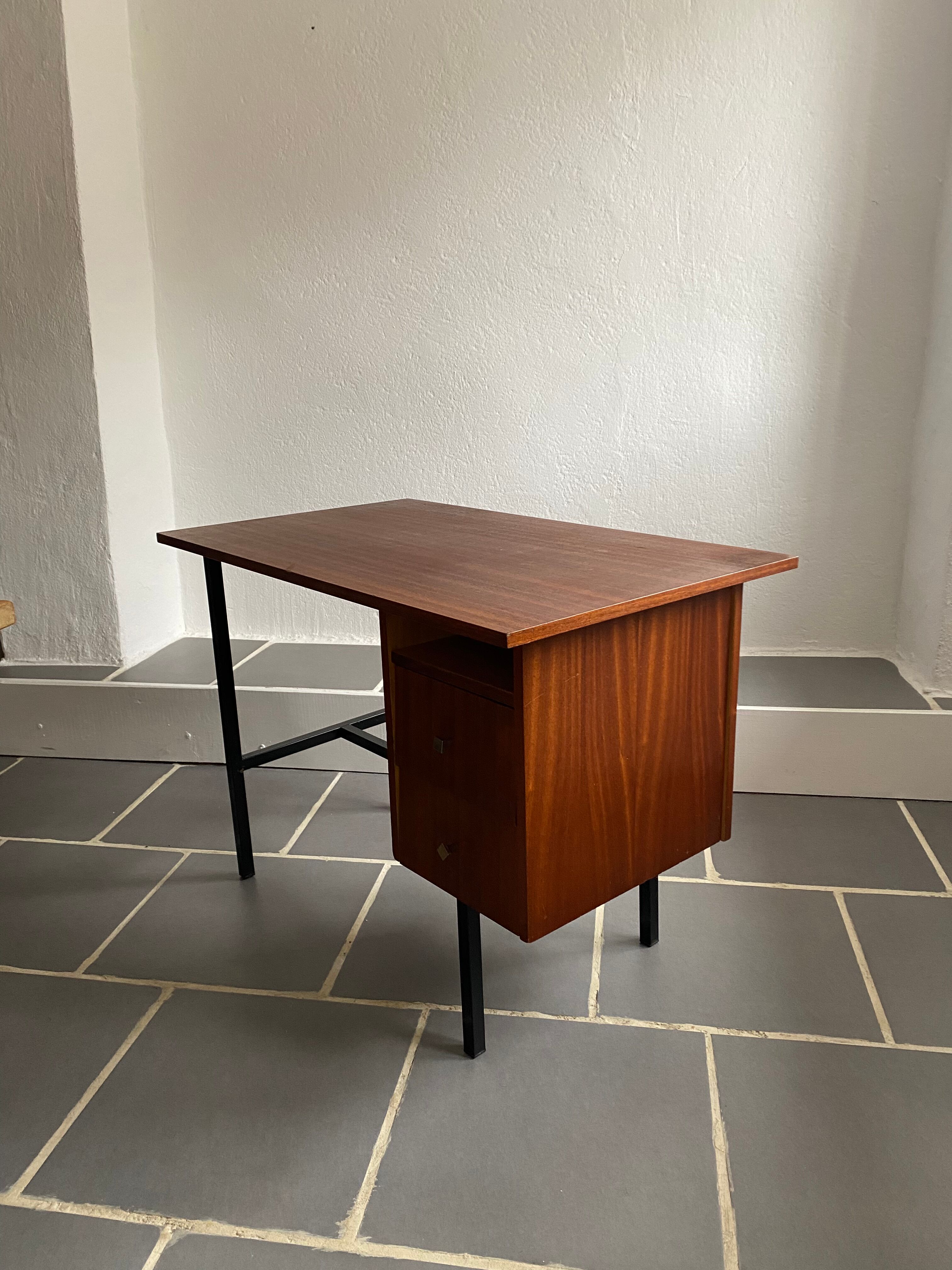 Vintage wood and metal desk 60s