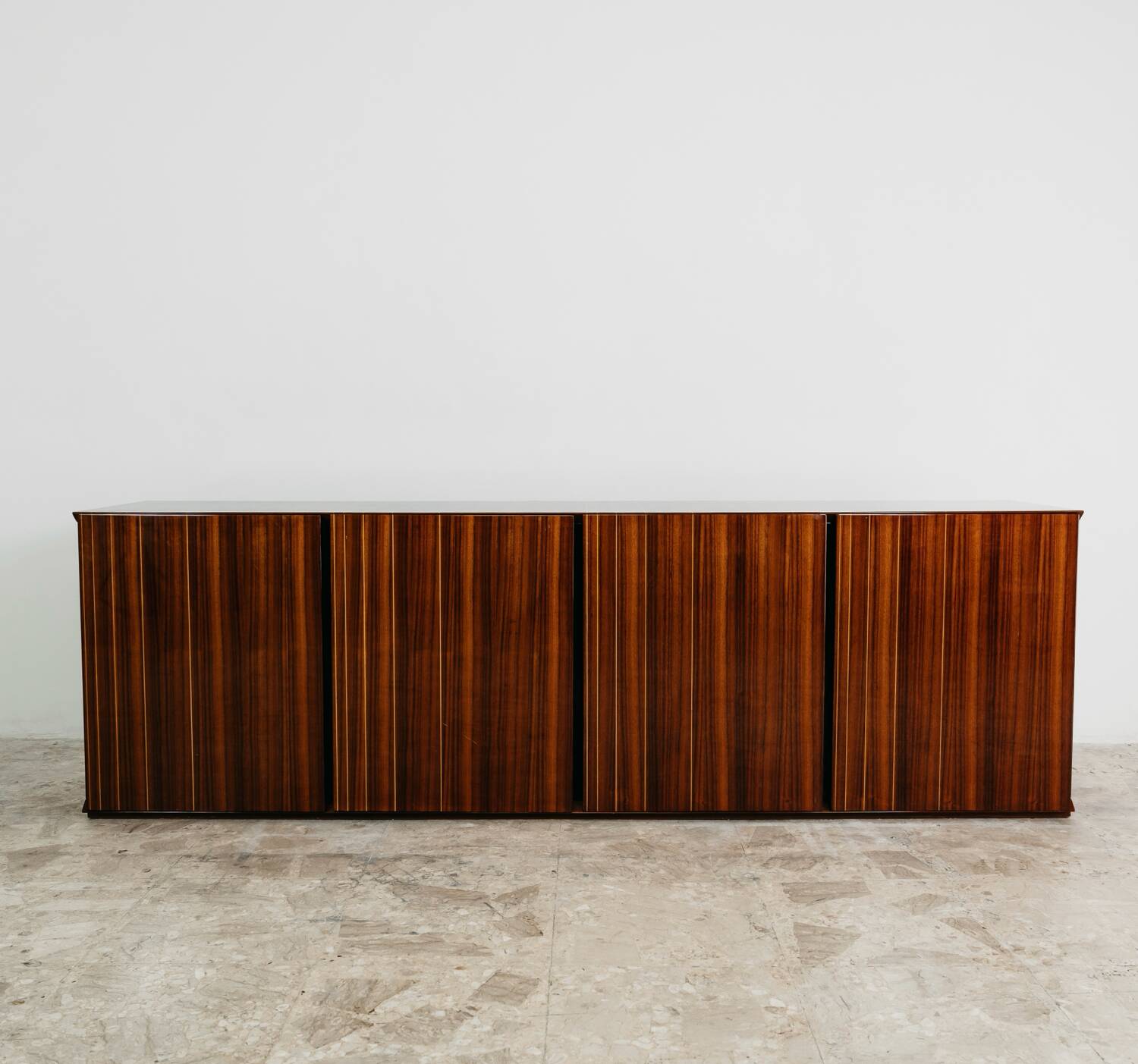 Credenza In Palissandro Monumentale Zebrawood Lacquered Mid-Century De