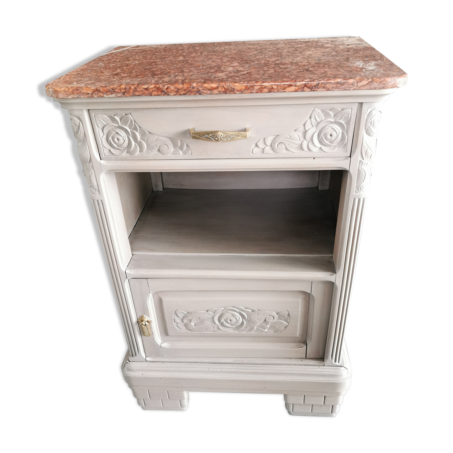Old wooden and marble bedside