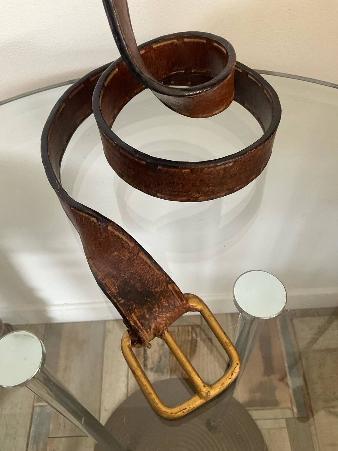 Vintage brutalist wrought iron snake candle holder