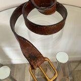 Vintage brutalist wrought iron snake candle holder