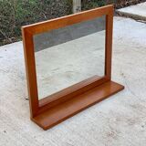 Scandinavian mirror with wooden shelf 80x65cm