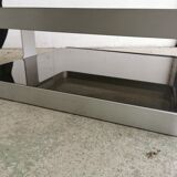 Vintage coffee table design 1970's brushed aluminum