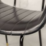 Italian Design Rosewood 'Swan' Side Chair with Black Leatherette Upholstery