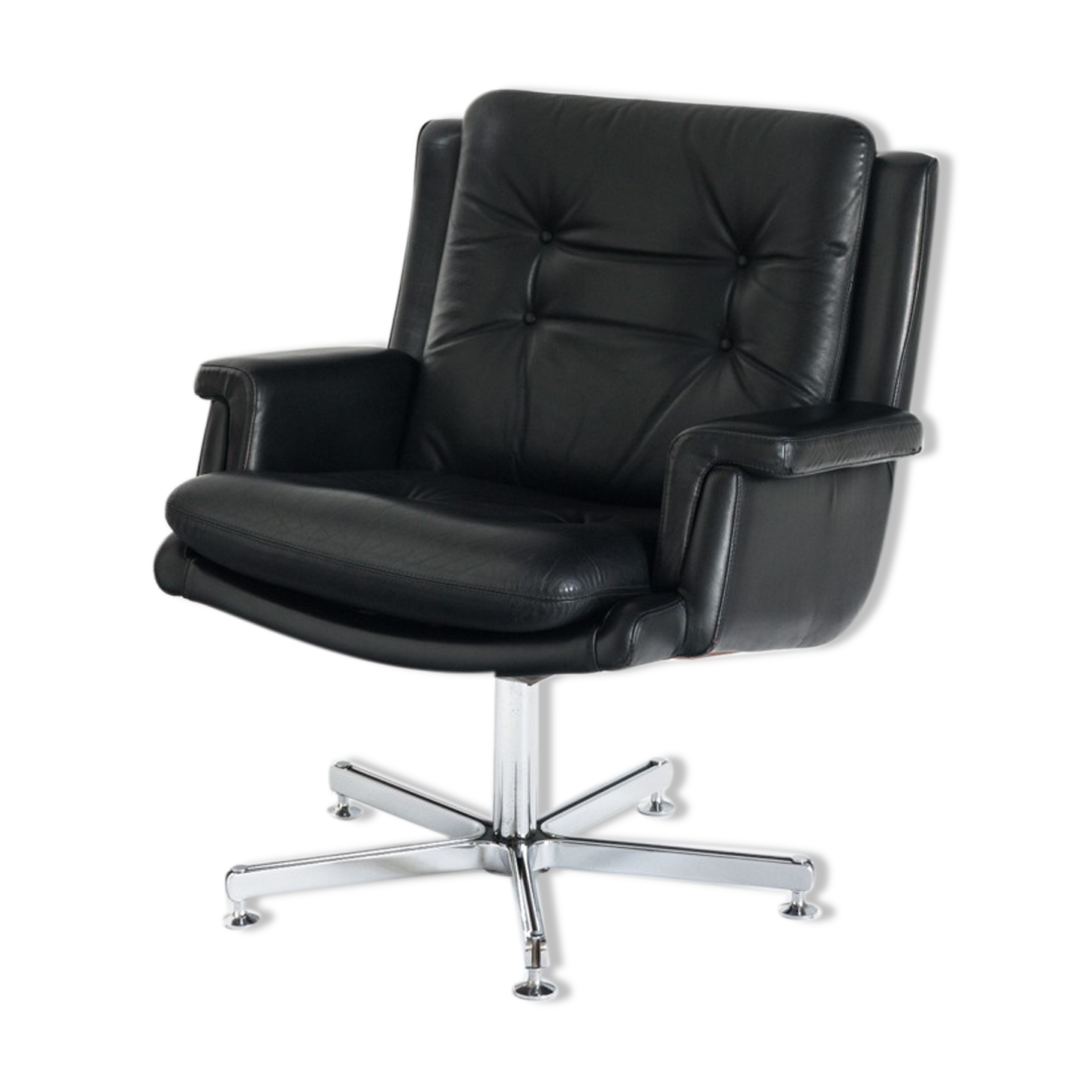 Vintage leather revolving chair, France 1960