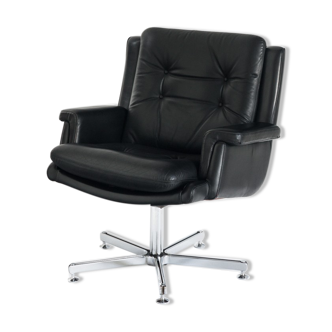 Vintage leather revolving chair, France 1960