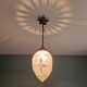 Art Deco pendant lamp in satin glass and bronze frame