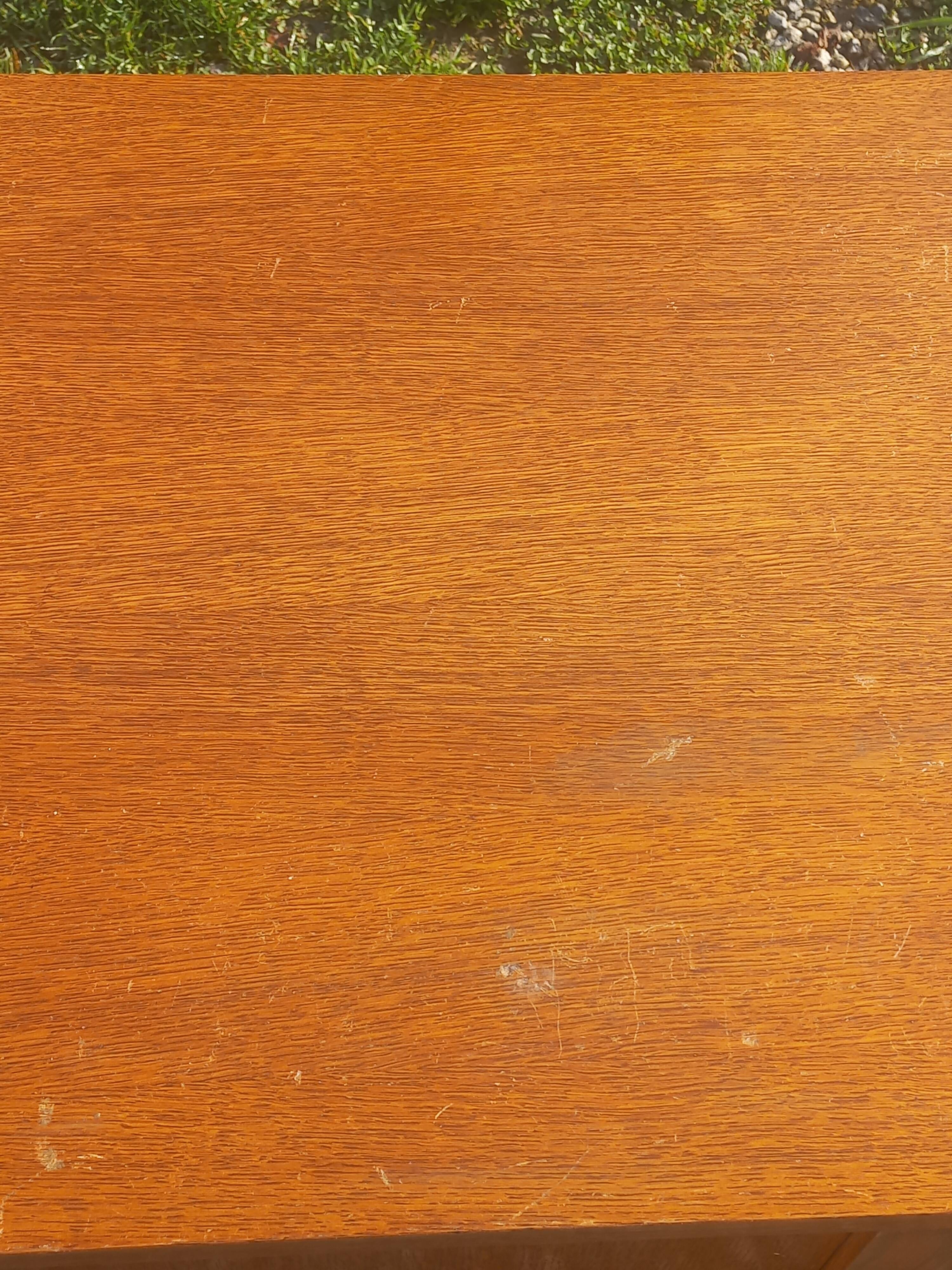 Vintage oak sideboard with splayed legs from the 1950s.