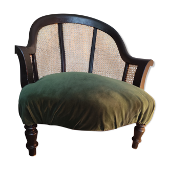 Velvet toad chair and caning