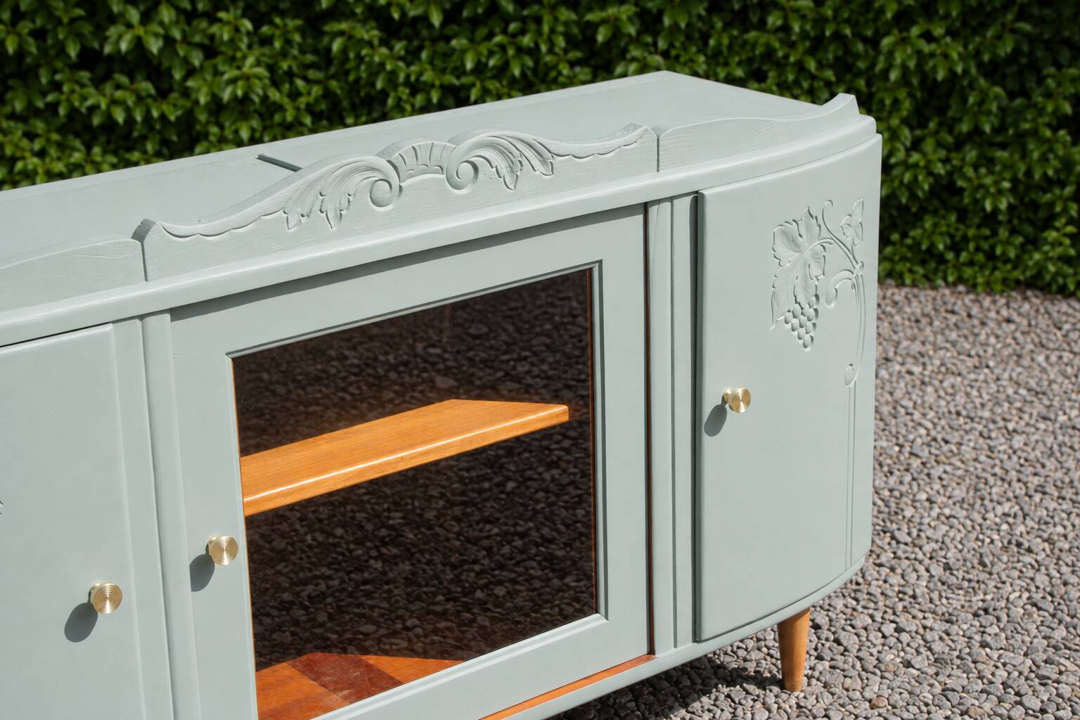 Art Deco sideboard in solid wood – Verdigris – 140 cm