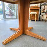 Extendable teak round table – vintage Scandinavian design – Ø120 cm + 2 extensions