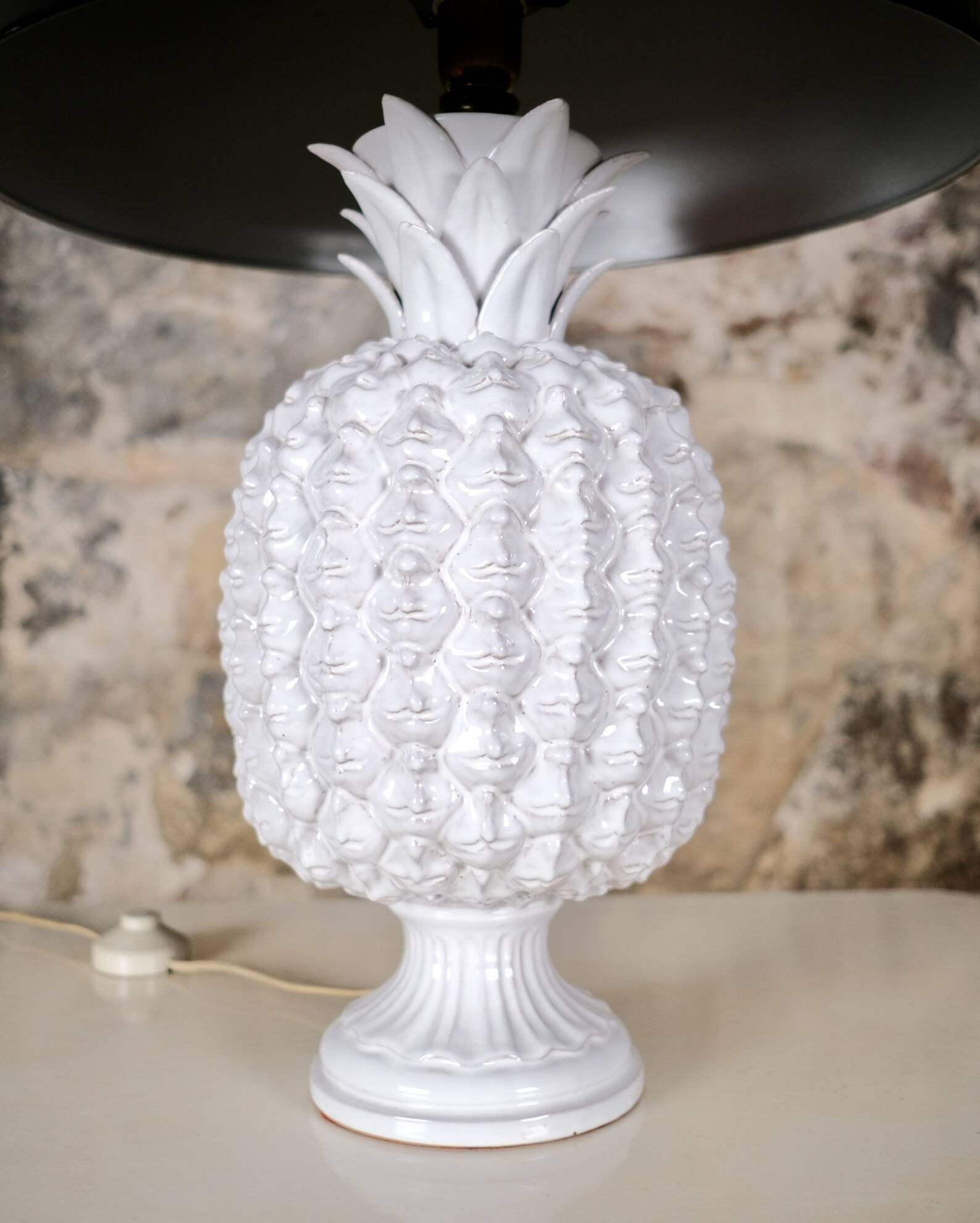 Large ceramic pineapple lamp base, Italy, 1980s