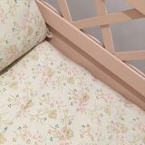 Vintage old pink wooden baby bed