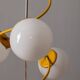 Lustre vintage années 70 en métal jaune et verre design italien space age