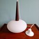 Scandinavian suspension in teak and white opaline, Louis Kalff, Philips, 1960.