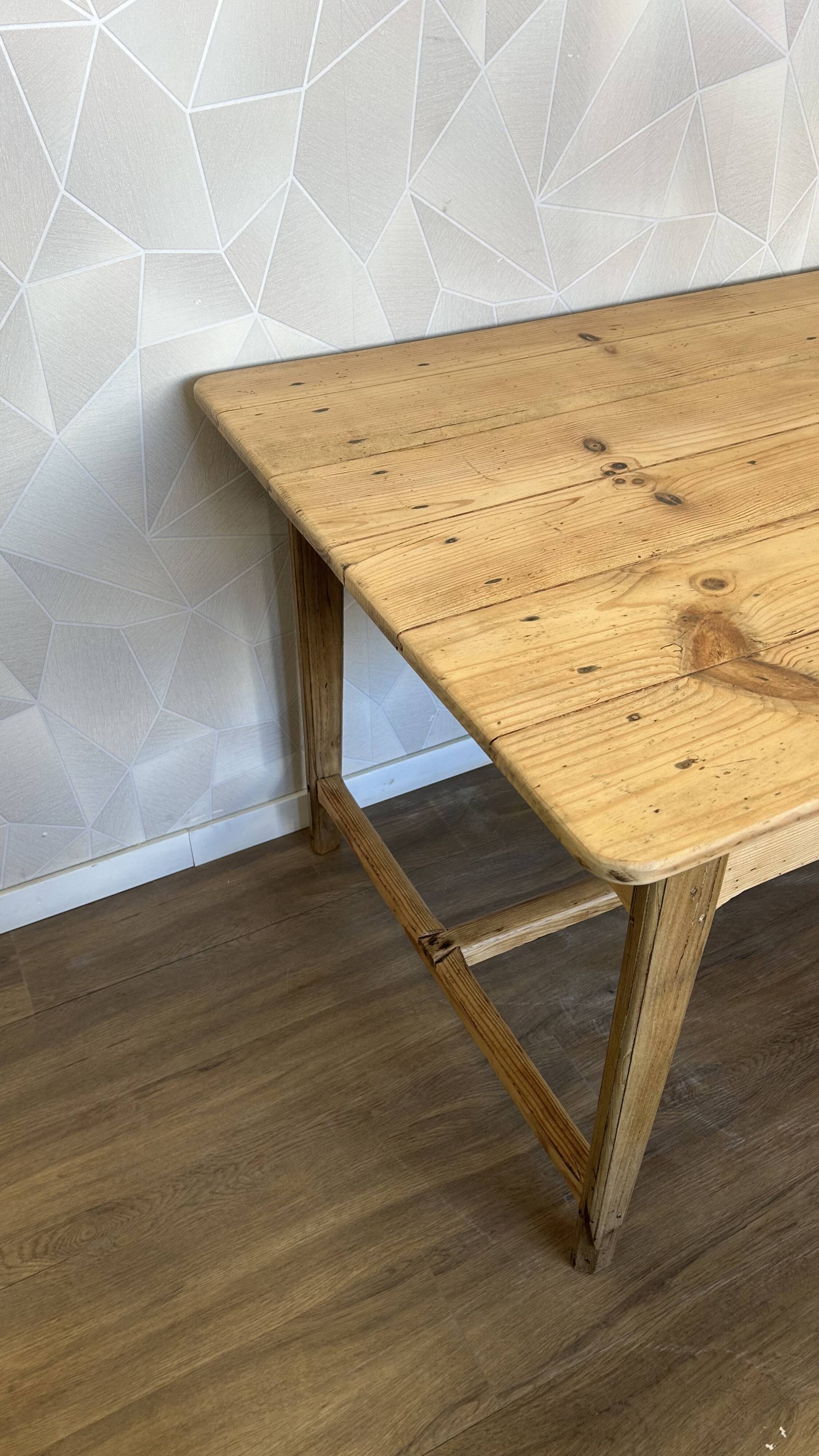Solid wood farmhouse table, stripped and varnished
