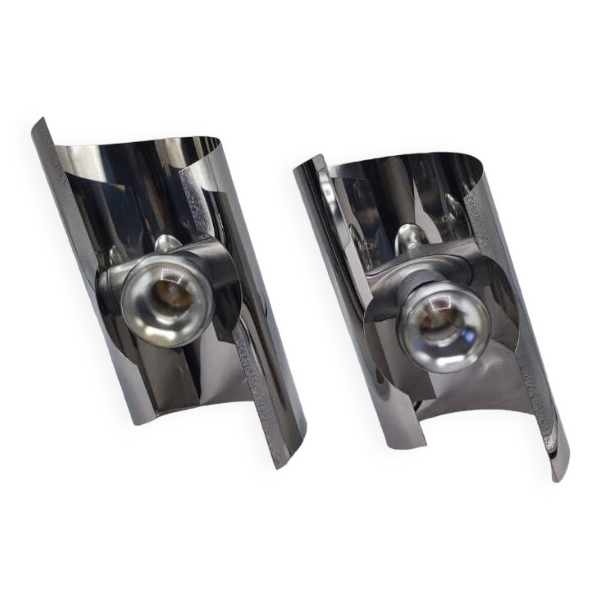 Duo of 70s chrome wall lights