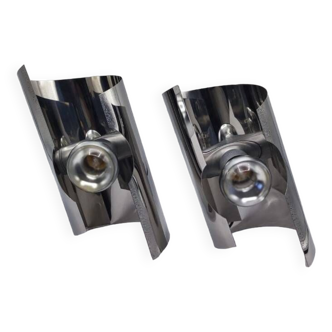 Duo of 70s chrome wall lights