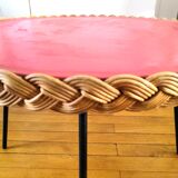 Coffee table wicker and metal design 60s