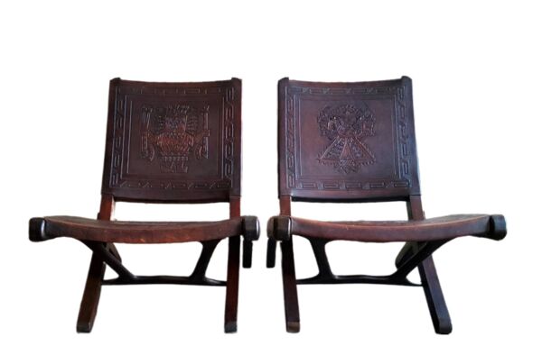Paire de fauteuils ''Relax'' en cuir et bois, Angel I. PAZMINO - 1950