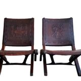 Pair of "Relax" armchairs in leather and wood, Angel I. PAZMINO - 1950