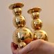 Pair of Swedish Brass Candle Holders, Mid-Century Style, Signed Gusum, Dated 1982