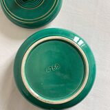 Vintage green ceramic round box from the 1950s