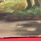 oil on canvas signature to be identified, Sawmill in the undergrowth