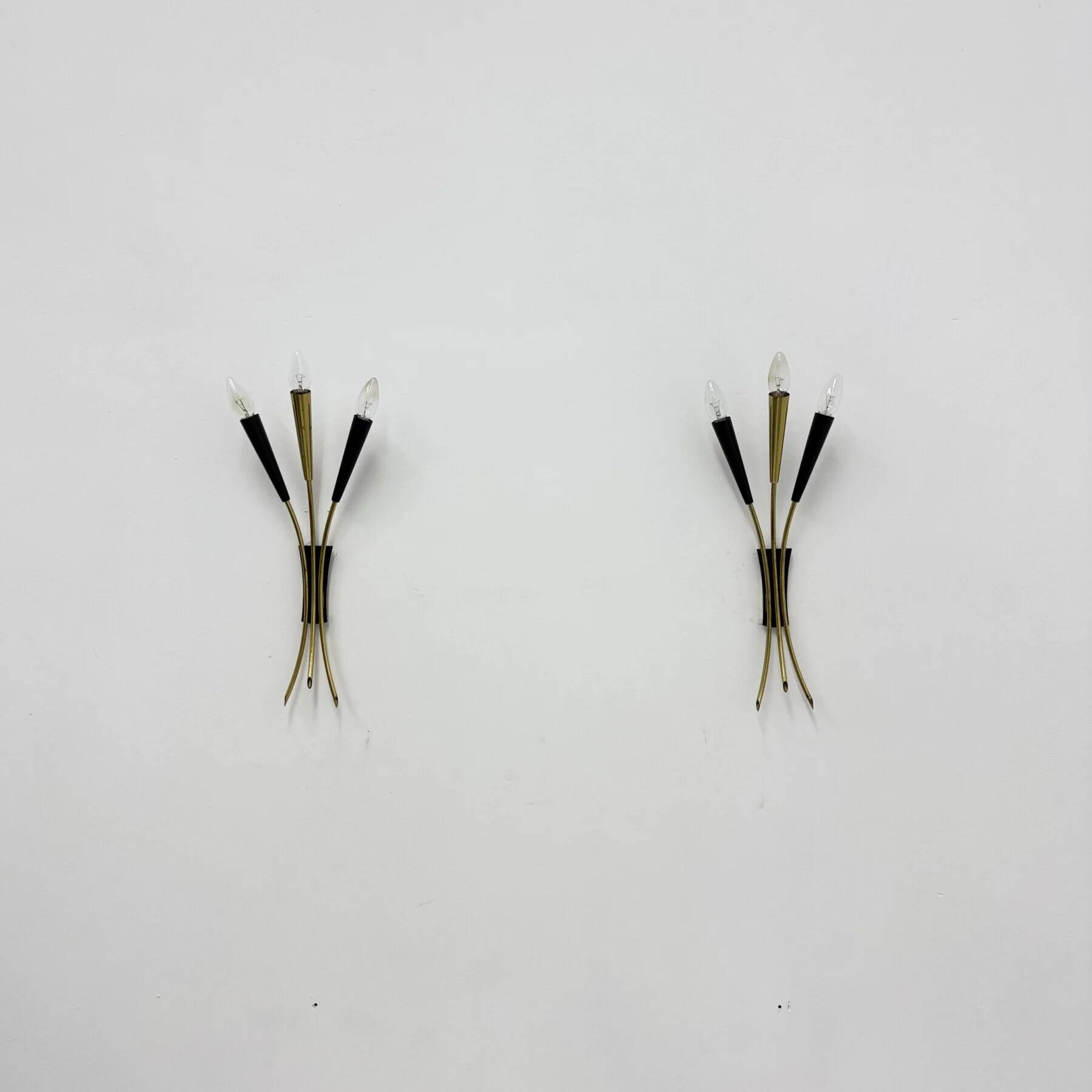 Mid-century Stillovo style brass wall light, 1950s