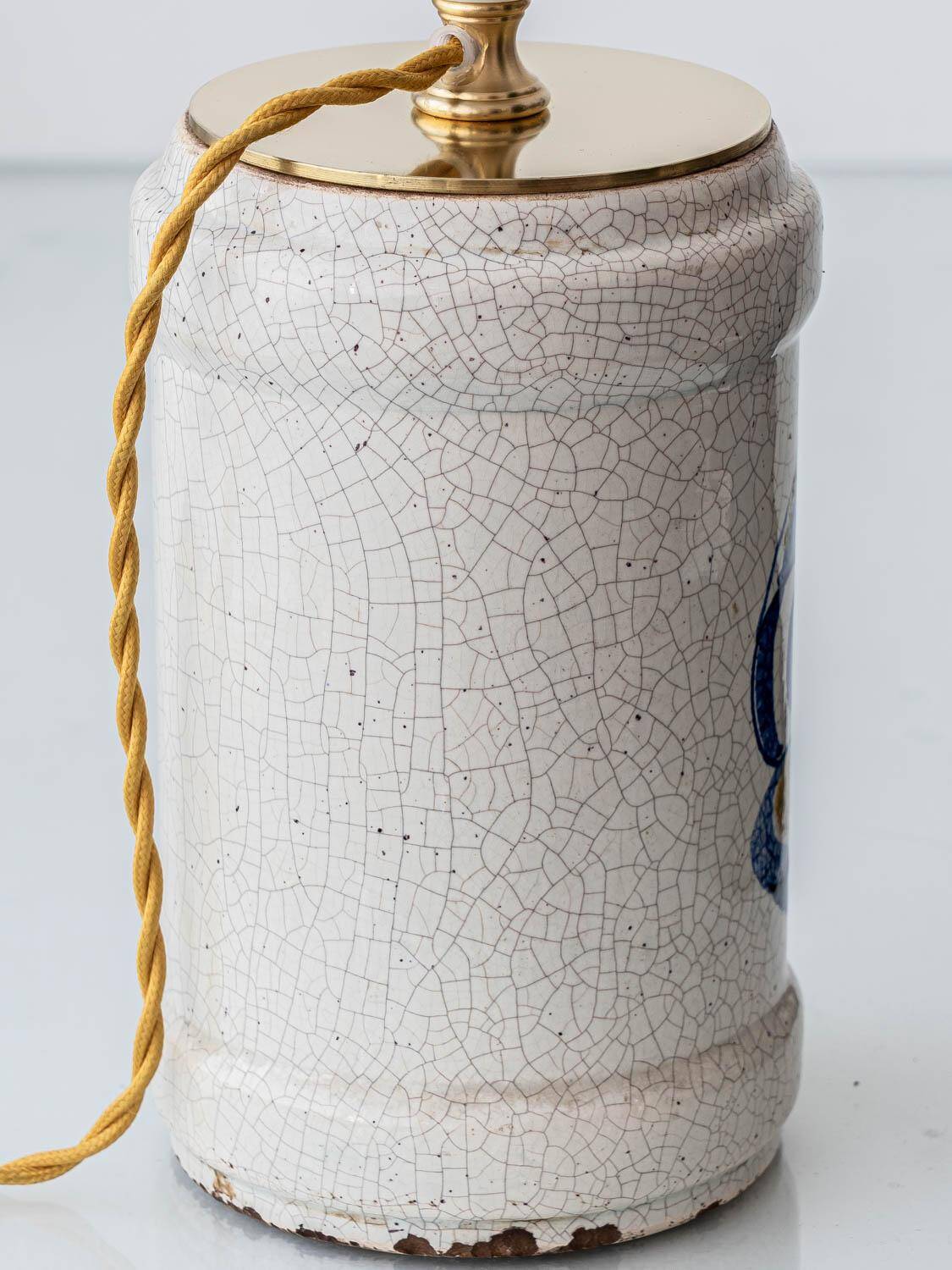 Italian Majolica Albarello table lamp, pharmacy, 19th century.