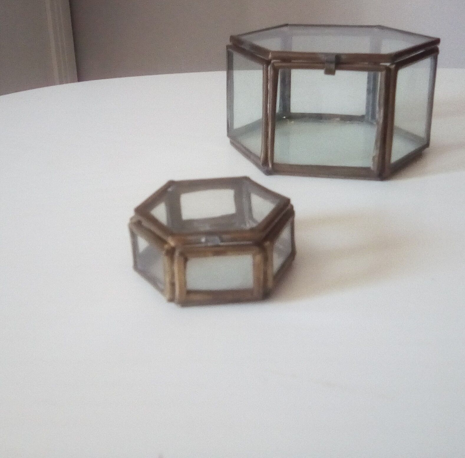 Jewelry box showcase trundle glass and brass 50s/60s