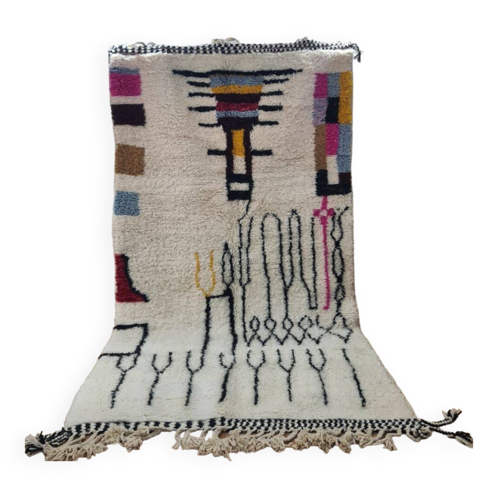 Handmade wool Berber rug 250x150 cm