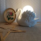 Vintage opaline globe bedside swan lamp