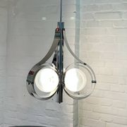 Vintage Space Age chrome and glass chandelier from the 1970s.