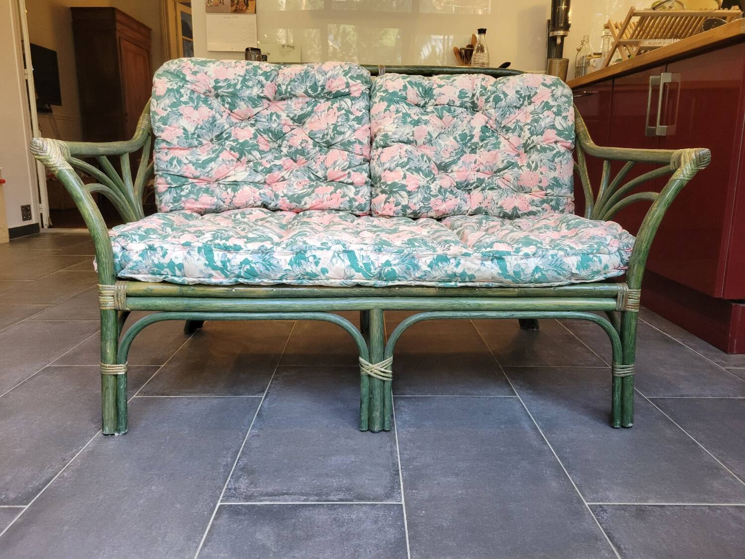 Rattan bench canapé